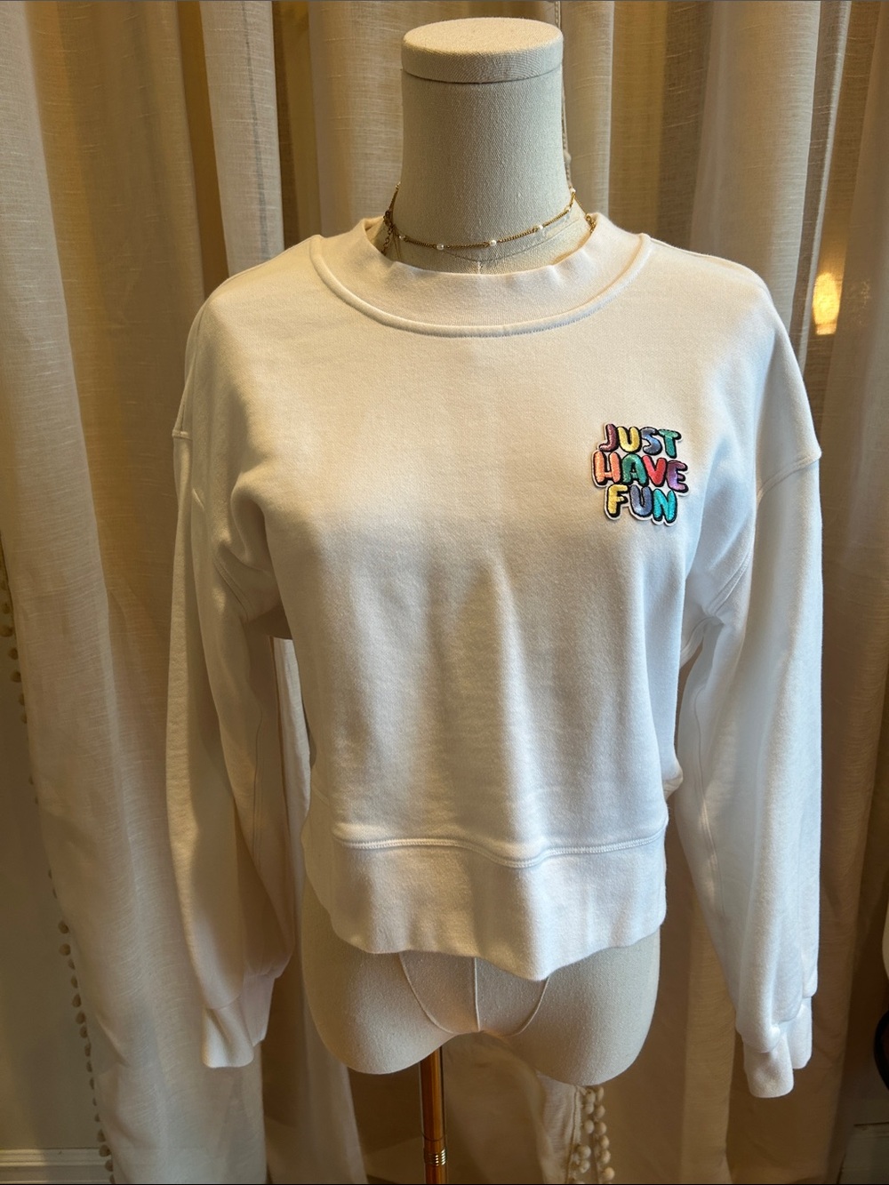 Lululemon Just Have Fun White Cropped Crewneck Sweater 2